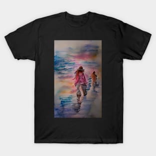 A Walk by the Sea Watercolor Dream Art T-Shirt